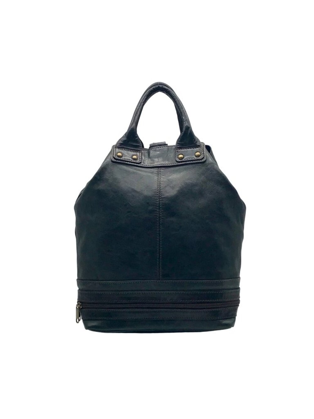 Black Leather Convertible Backpack